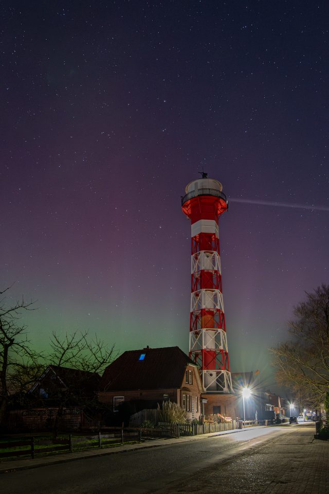 Polarlicht am Leuchtturm Grünendeich