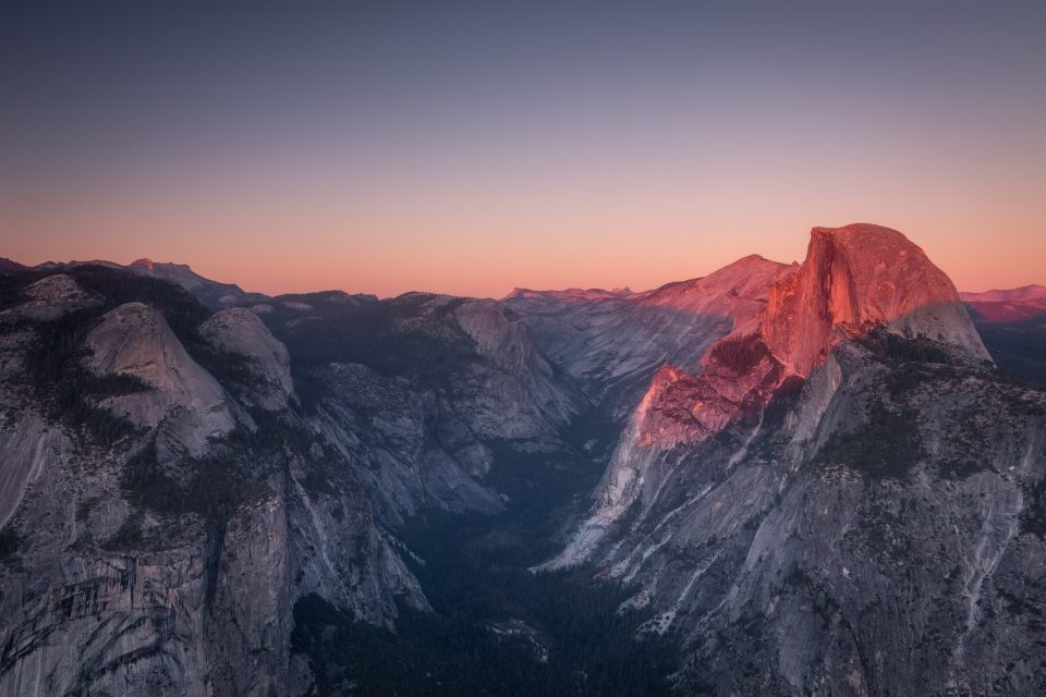 Alpenglühen im Yosemite Nationalpark