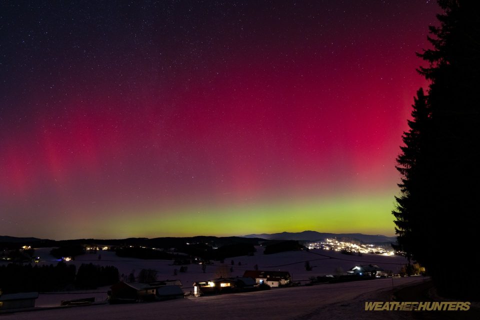 Polarlicht über Kirchberg im Wald
