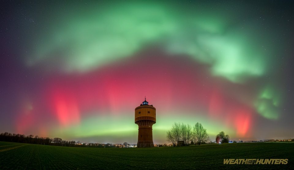 Wasserturm Mittweida Polarlicht