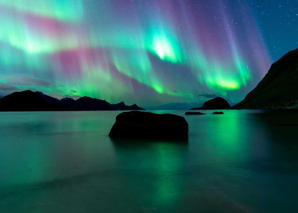Polarlichter am Haukland Beach