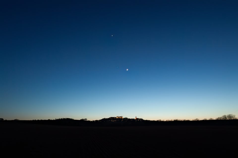 Konjunktion Venus, Jupiter und Mond